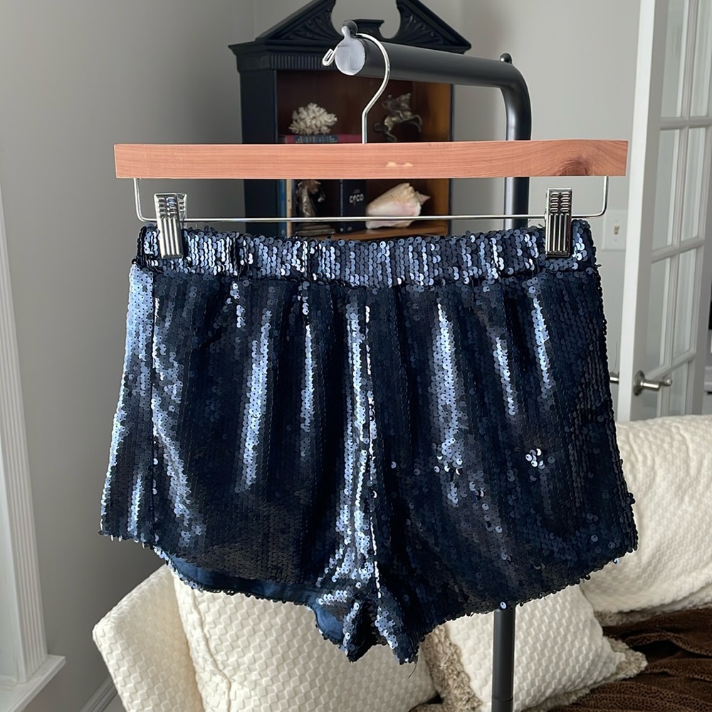 by the way. navy sequin shorts